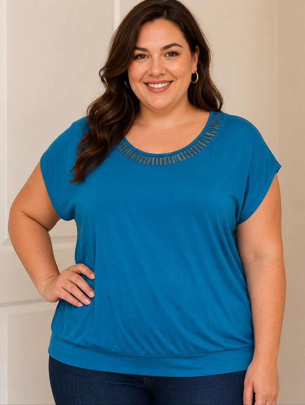 NWOT 18/20 Lane Bryant Slatted Scoop Neck Tee